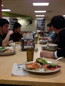 Asians sit together at Mather