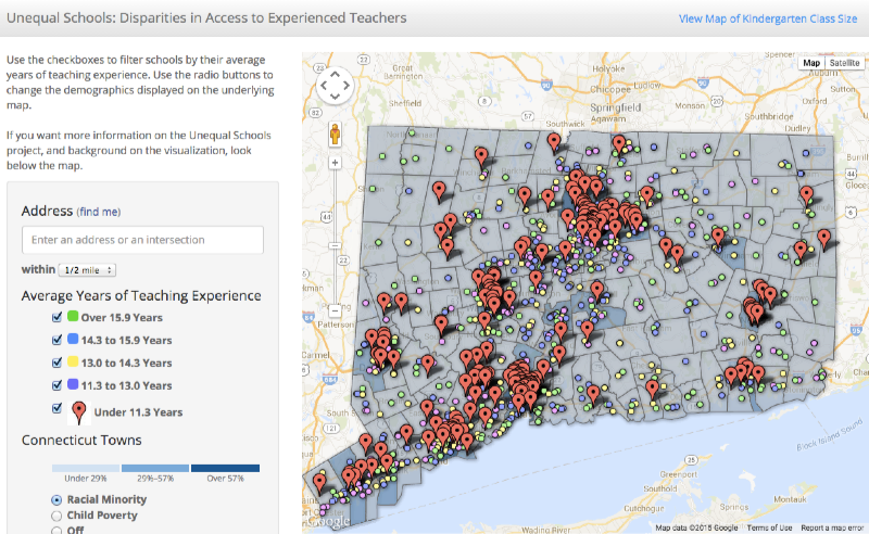 Click map to explore CT Voices - Unequal Schools - teacher experience