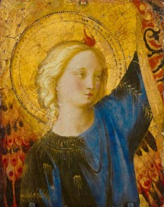 Guido di Pietro, called Fra Angelico, Italian, Florentine, active 1418-1455, Head of an Angel (detail), c. 1445-50, Tempera and oil on panel; 6 3/4 x 5 1/2”, Wadsworth Atheneum Museum of Art, The Ella Gallup Sumner and Mary Catlin Sumner Collection Fund, 1928.321
