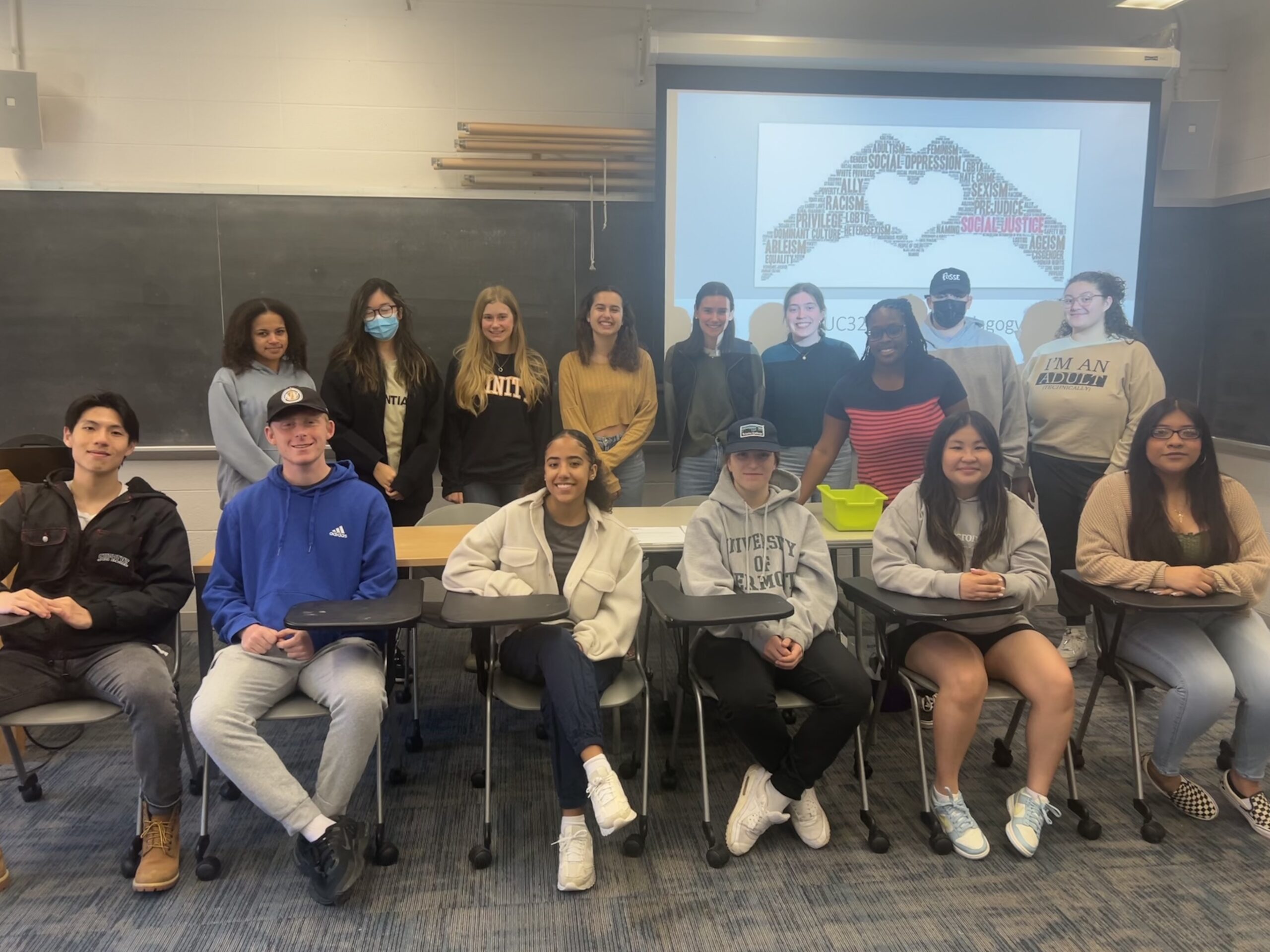 Class photo of EDUC323 students and professor