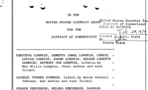 Screenshot of Filed Complaint by Plaintiffs on February 20, 1970; Courtesy of: United States District Court for the District of Connecticut 