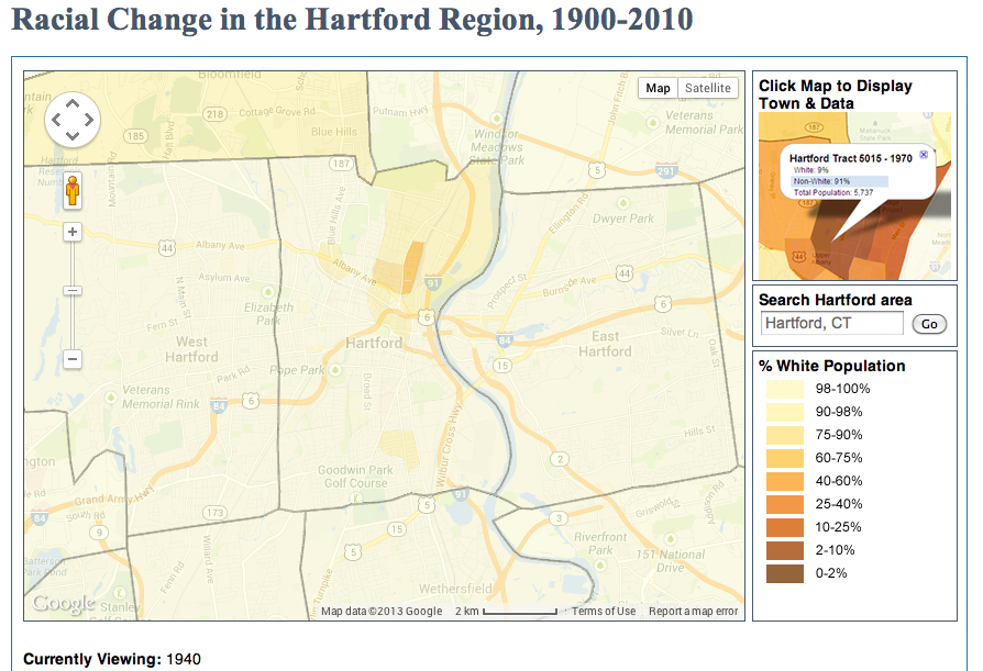 (Source: UCONN MAGIC) Racial Change in the Hartford Region, 1940 