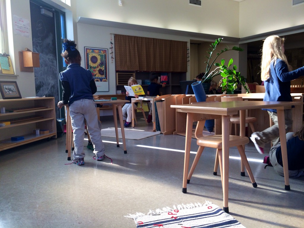 Students in a traditional Montessori Classroom at Montessori Magnet at The Moylan School