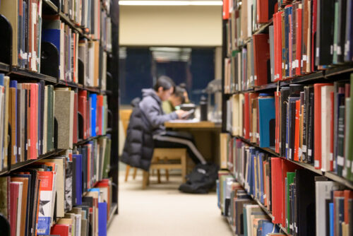 Library students studying