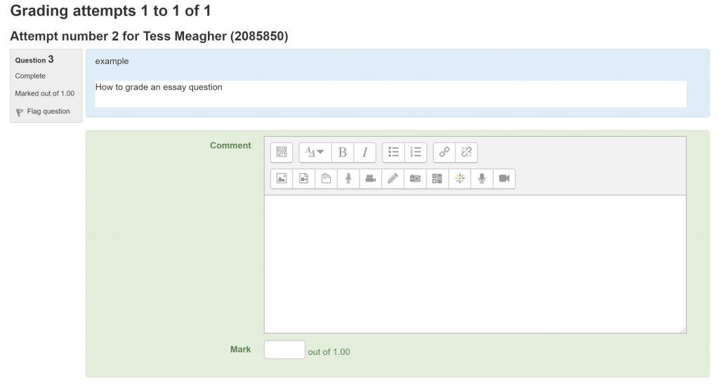 moodle essay question grading