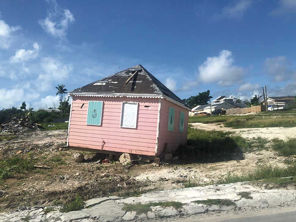 pink house off its foundation