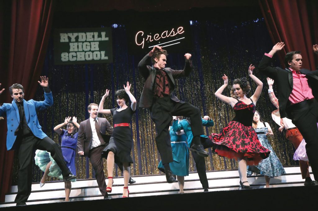 Trinity thespians take the stage during dress rehearsal for the February 2016 production of Grease Photo: John Atashian