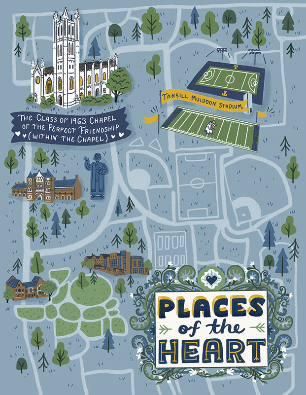 map of campus showing stadium and chapel