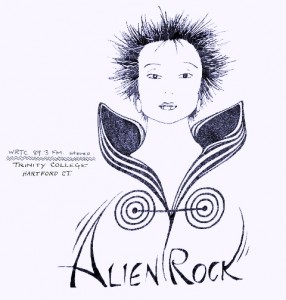 Otherworldly radio: An Alien Rock t-shirt design from the 1980s.